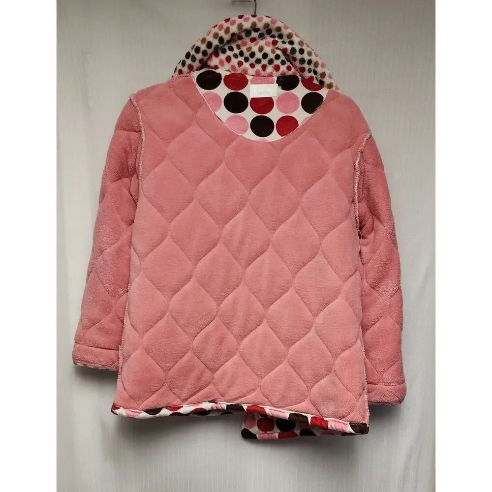 Girls Polka-Dots Multicolor Pink Plush Jacket Size 10-12